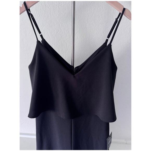 Lulus Black Wide-Leg Jumpsuit – Size L, NWT Elegant Overlay Bodice - Picture 4 of 9